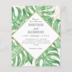 Budget Elegante tropische Hochzeit Einladung. Flyer