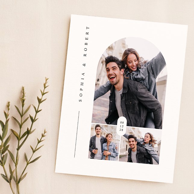 Budget Elegante Typografie 3 Foto Wedding Einladun (Von Creator hochgeladen)