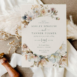 Budget Elegante Vintage botanische Hochzeit mit Fl Einladung