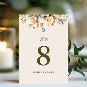 Budget Elegante Vintage Florale Botanische Hochzei Tischnummer