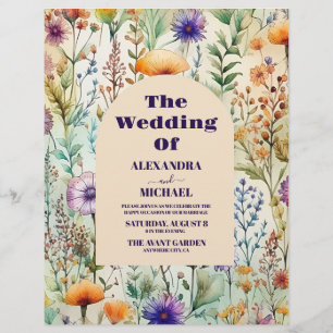 Budget Elegante Wasserfarben Wildblumen Hochzeit Flyer
