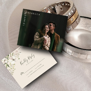 Budget Elegante Watercolor Floral Foto RSVP Card