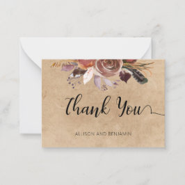 BUDGET Elegante Wedding Small Floral Vielen Dank Mitteilungskarte