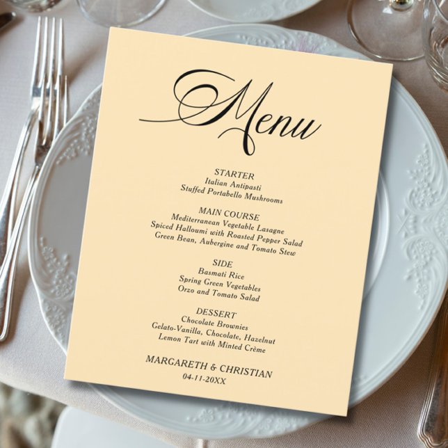 Budget Elegante Wheat Minimalistisch Wedding Menu (Von Creator hochgeladen)