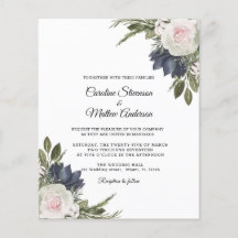 Budget Eleganter Blue Floral Wedding Flyer
