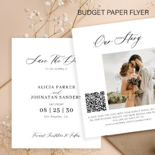 Budget eleganter Foto QR-Code Hochzeit Save-the-Da Flyer