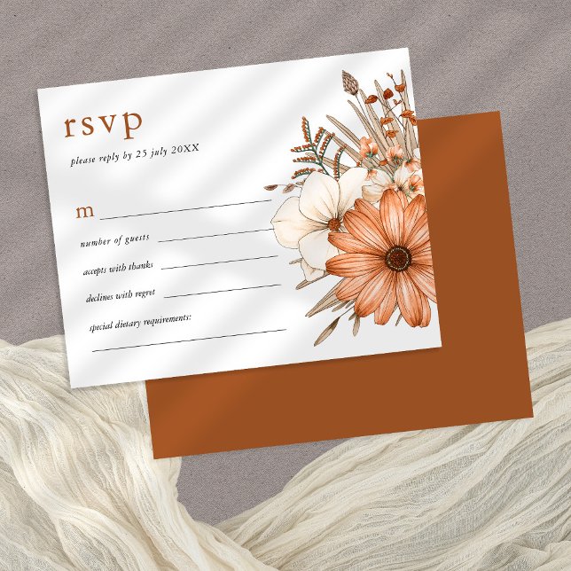 Budget Eleganter Herbst Florals Wedding RSVP (Von Creator hochgeladen)
