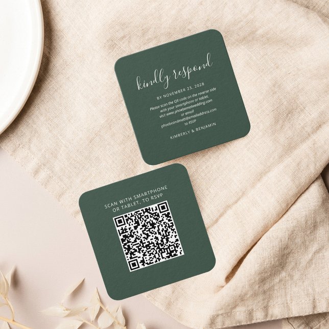 Budget Eleganter QR Code Wedding Response RSVP Car (Minimalist QR Code Wedding Response Card)