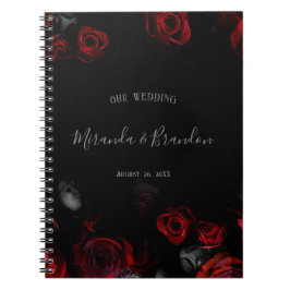 Budget Eleganter Red Black Floral Hochzeitsplaner Notizblock