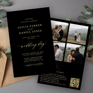 Budget-elegantes 4-Foto-QR-Code-All-in-One-Hochzei