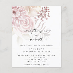 Budget Elegantes Florals Script Wedding Einladung
