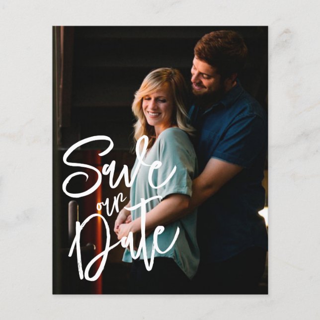 Budget Elegantes Foto Save the Date Flyer (Vorne)