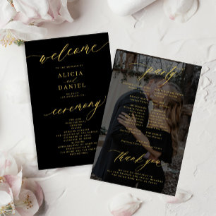 Budget elegantes gold-schwarzes Hochzeitsprogramm