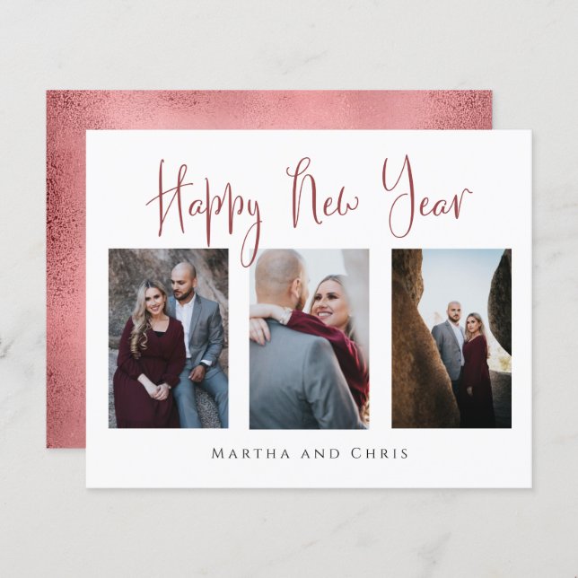 Budget Elegantes Happy New Year Rose Gold Foto (Vorne/Hinten)