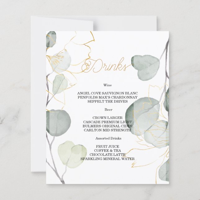 Budget-Elegantes HOCHZEITSMENÜ. (Rückseite)