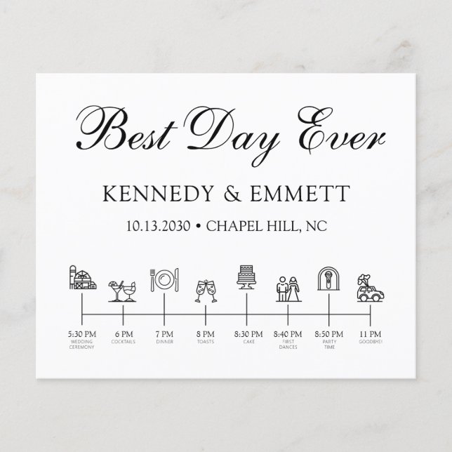 Budget Elegantes Hochzeitstag Programm (Vorderseite)