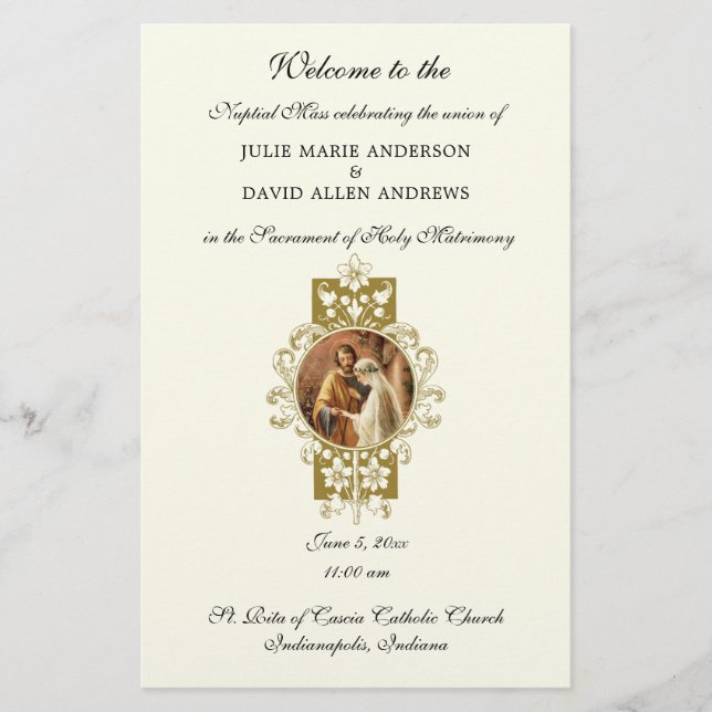 Budget Elegantes katholisches Hochzeitsstudium Briefpapier (Vorderseite)