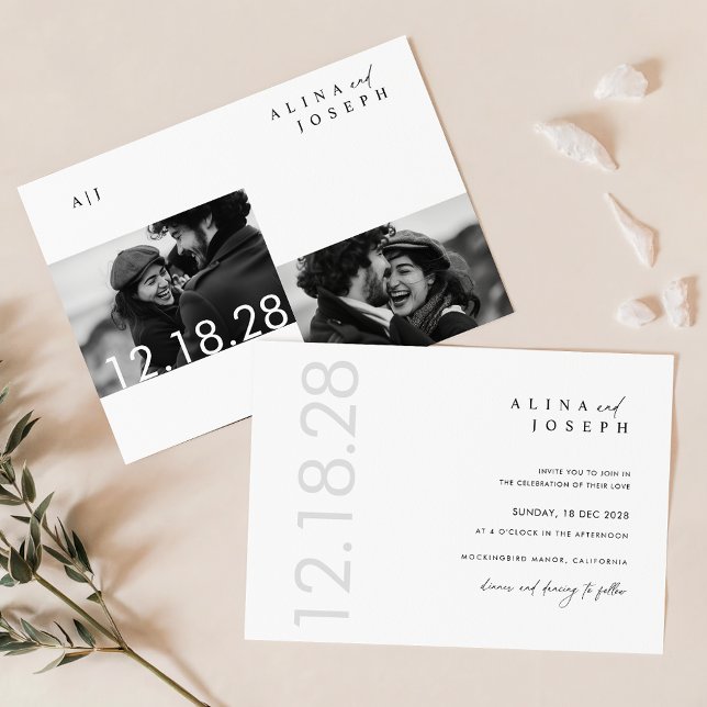 Budget Elegantes monochromes Foto Hochzeiten Einla (Von Creator hochgeladen)
