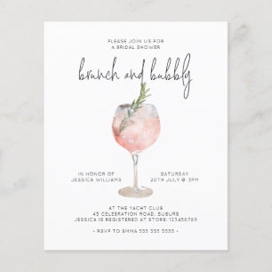 Budget Elegantes rosa Brunch & Bubbly Brautparty Flyer