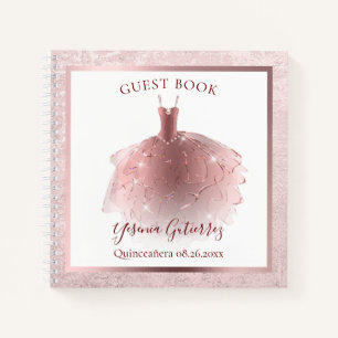 Budget Elegantes Roségold-Quinceañera-Kleid für Gä Notizbuch