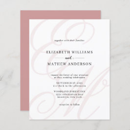 Budget Elegantes Script Dusty Pink Monogram Weddin
