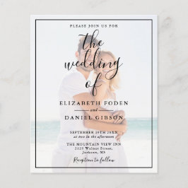 Budget Elegantes Script Foto Einladung Hochzeit