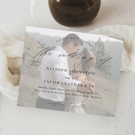 Budget Elegantes Script Foto Einladung Hochzeit