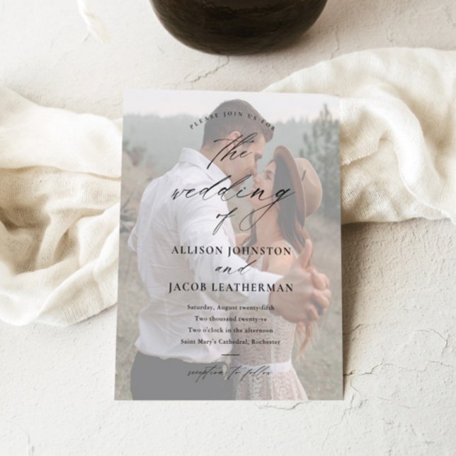 Budget Elegantes Script Foto Einladung Hochzeit (Von Creator hochgeladen)
