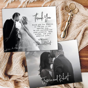 Budget Elegantes Script Foto Hochzeit Danke Karte
