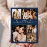 Budget Elegantes Script Foto Hochzeit Vielen Dank  Flyer<br><div class="desc">Budget Elegant Gold und Navy Wedding 5 Foto Collage Vielen Dank personalisiert günstig günstigen Flyer. Moderne Hochzeit danke Ihnen Vorlage mit fünf (5) Foto auf der Vorderseite und ein (1) Foto auf der Rückseite. Auf der Vorderseite des Papiers "Liebe und Dank" Typografie-Skript in einem Wirblen handgeschriebenen Schriftart in Gold auf...</div>