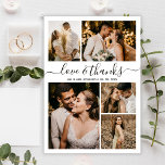 Budget Elegantes Script Foto Hochzeit Vielen Dank Flyer<br><div class="desc">Budget Elegant Hand Lettered Wedding 5 Foto Collage Danke personalisiert günstige günstige Flyer. Moderne Hochzeit danke Ihnen Vorlage mit fünf (5) Foto auf der Vorderseite und ein (1) Foto auf der Rückseite. Auf der Vorderseite des Papiers "Liebe und Dank" Typografie-Skript in einem Wirblen handgeschriebenen Schriftart Typ in schwarz auf weißem...</div>