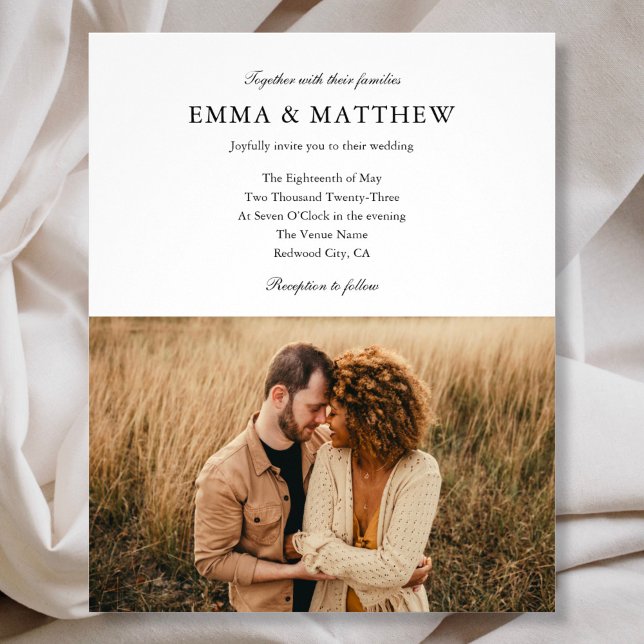 Budget Elegantes Script Foto QR Code Hochzeit Flyer (Von Creator hochgeladen)