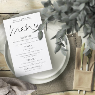 Budget Elegantes Script Schwarz-weiß Wedding Menu