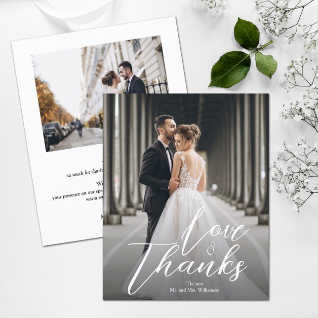 Budget Elegantes Script Wedding Foto Danke Karte (Von Creator hochgeladen)