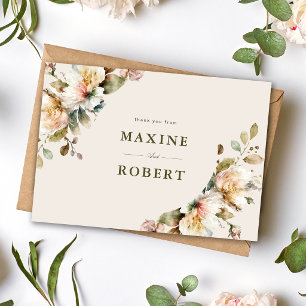 Budget Elegantes Vintage-Blumen-Botanik-Hochzeit Dankeskarte