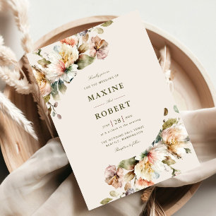 Budget Elegantes Vintage-Blumen-Botanik-Hochzeit Einladung