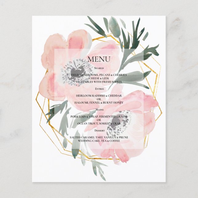 Budget Elegantes WEDDING MENU. (Vorderseite)