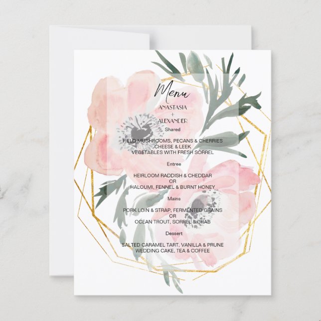 Budget Elegantes WEDDING MENU. MENÜKARTE (Vorderseite)