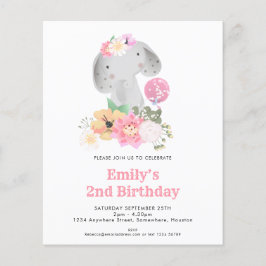 Budget Elephant 2. GeburtstagsGirl-Party Einladung