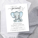Budget Elephant Blue Baby Boy Dusche Einladung<br><div class="desc">Eine niedliche und preisgünstige Babydusche mit der Aufschrift "Ein süßer kleiner Erdnuss ist auf seinem Weg", die in einer Mischung aus sanfter, moderner Typografie und stilvollem Schriftsatz und einer pastellblauen Aquarellfarbe eines Babyelefanten geschrieben wurde. Sie können den Namen der Mutter personalisieren und Details in schlichter grauer Typografie duschen. Dieses halbglänzende...</div>