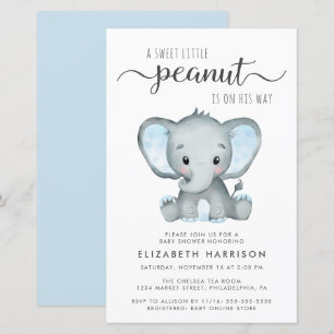 Budget Elephant Blue Baby Dusche Einladung