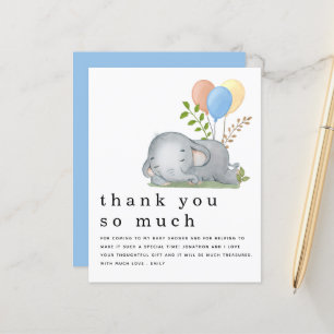 BUDGET Elephant Blue Boy Baby Dusche Vielen Dank