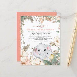 Budget Elephant Coral Virtual Baby Dusche einladen