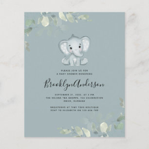 BUDGET Elephant Eucalyptus Baby Shower Einladung