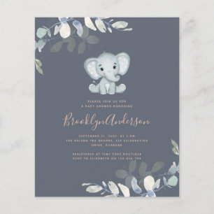 BUDGET Elephant Eucalyptus Baby Shower Einladung