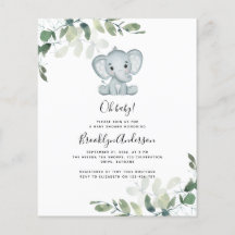 BUDGET Elephant Eucalyptus Baby Shower Einladung
