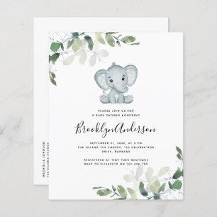 BUDGET Elephant Eucalyptus Baby Shower Einladung