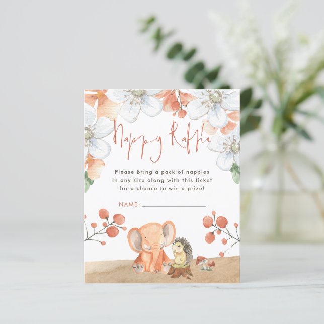 Budget Elephant Igel Nappy Raffle Baby Dusche (Stehend Vorderseite)