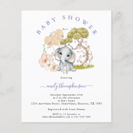 Budget Elephant Lilac Baby Dusche Einladung