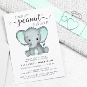 Budget Elephant Mint Baby Dusche Einladung